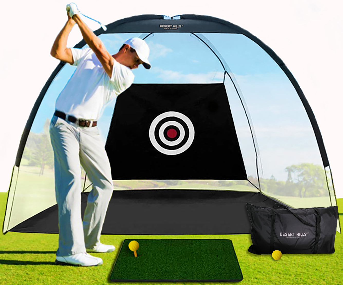 Golf Practice Net, 10x7 Golf Hitting Net and Mat, Golf Net with