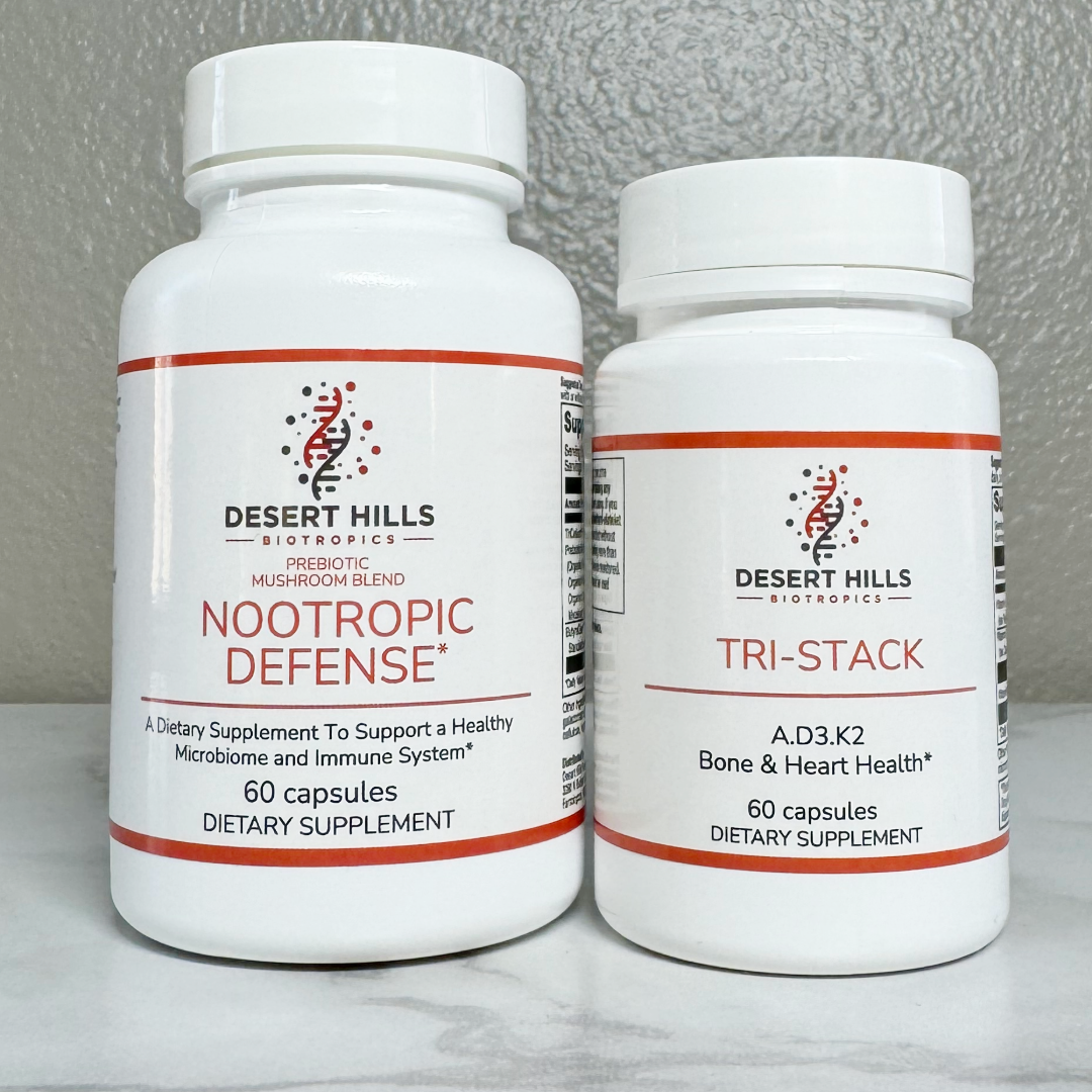 Immunity Stack: Nootropic Defense and Tri-Stack Vitamin A + Vitamin D3 + Vitamin K2 Supplement Bundle