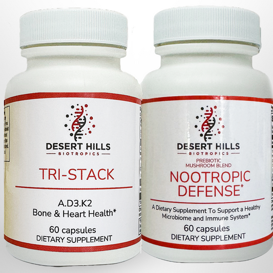 Immunity Stack: Nootropic Defense and Tri-Stack Vitamin A + Vitamin D3 + Vitamin K2 Supplement Bundle