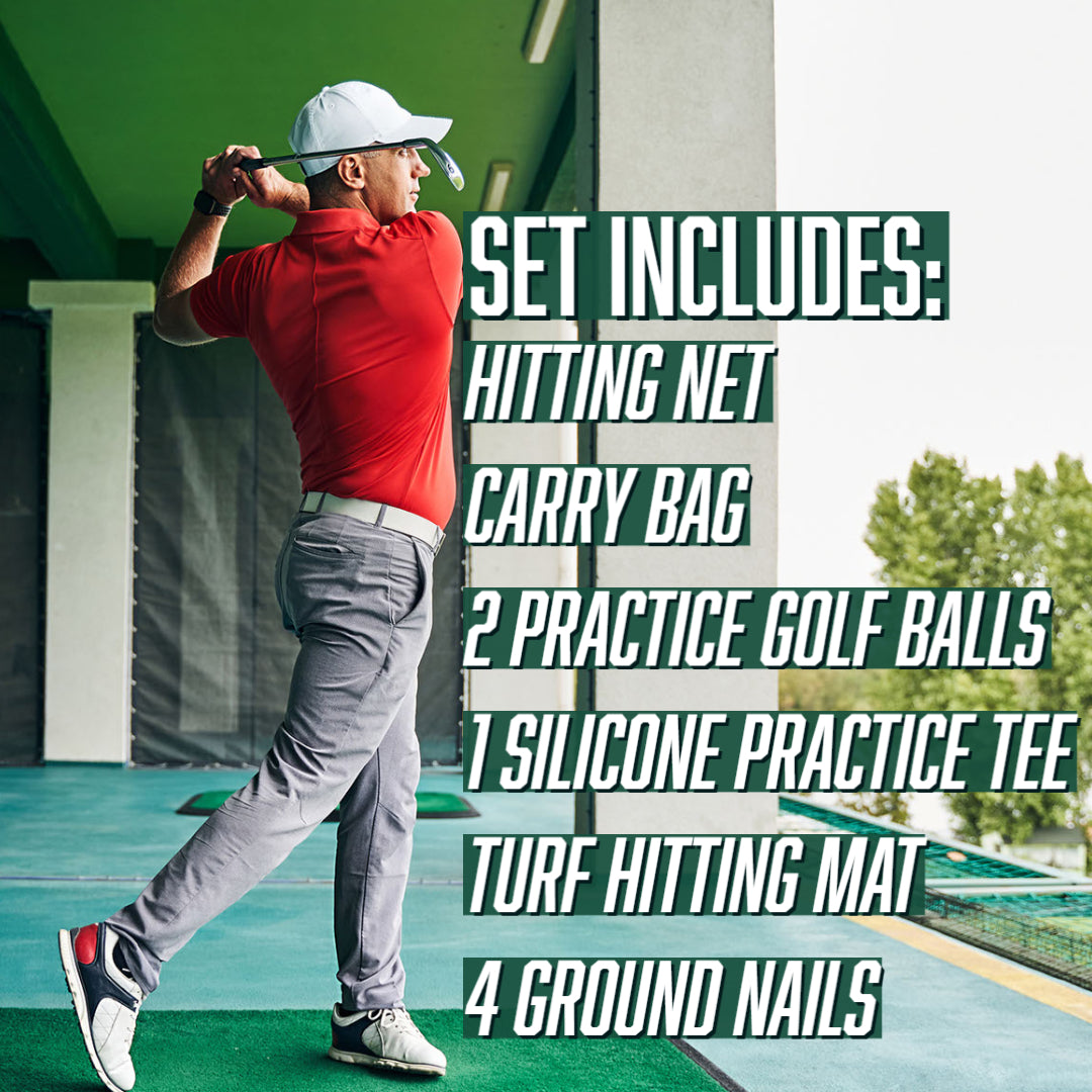Golf Practice Net, 10x7 Golf Hitting Net and Mat, Golf Net with Hitting Mat, Golf Tees, and Golf Balls With Carry Bag for Backyard Driving
