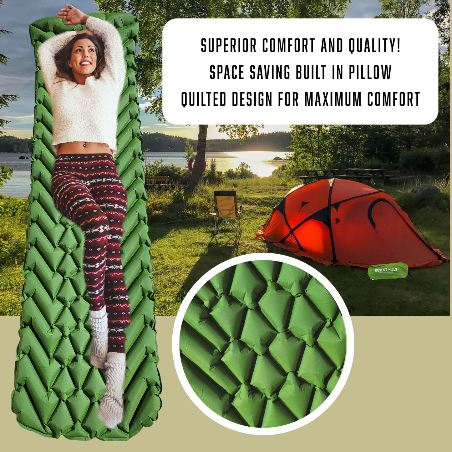 Sleep Pad with Built In Foot/Hand Pump Sleeping Pad Ultralight Compact Lightweight Waterproof Inflatable Camping Pad for Camping Hiking and Backpacking